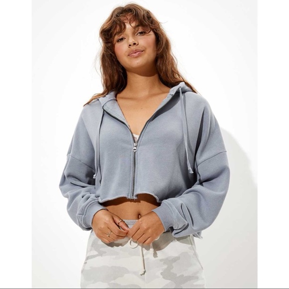 American Eagle Outfitters | Tops | Nwot Ae Fleece Cropped Zipup Hoodie |  Poshmark
